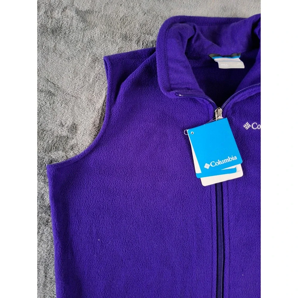 Columbia Fast Trek Vest Youth XL Purple Fleece Full Zip Outdoor Jacket WY1453540